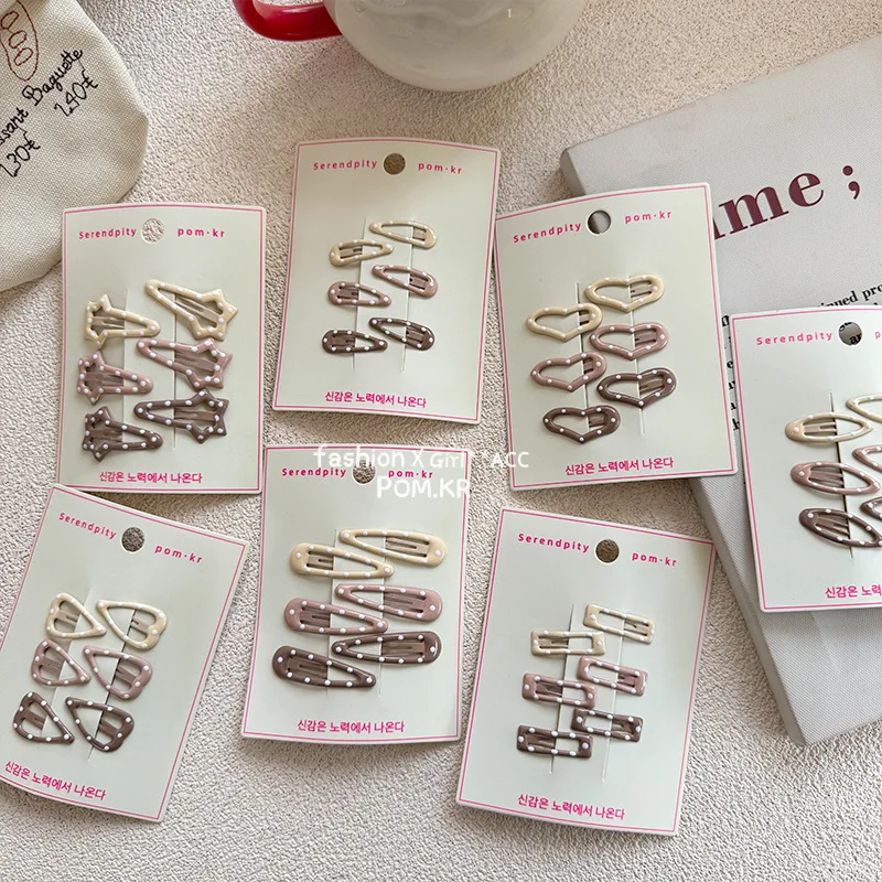 6 unids/set Beige café Color crema niños niña Clip de pelo simplicidad Linda moda coreana pasadores lindo Bang Clip LATERAL sombreros