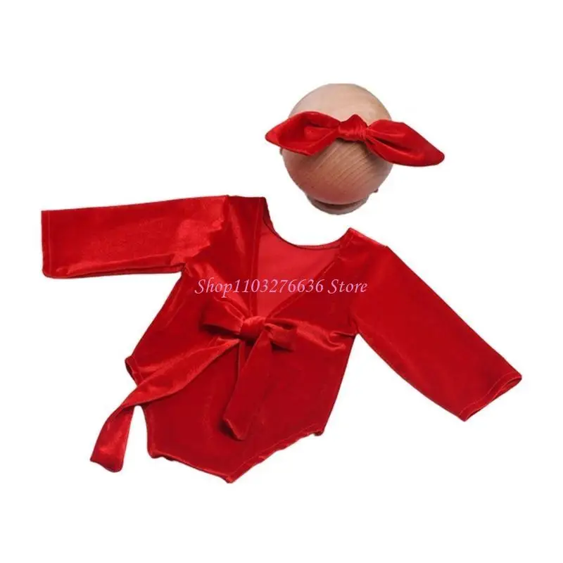 Conjunto de Navidad para bebé niña con lazo y diadema - imagen 3