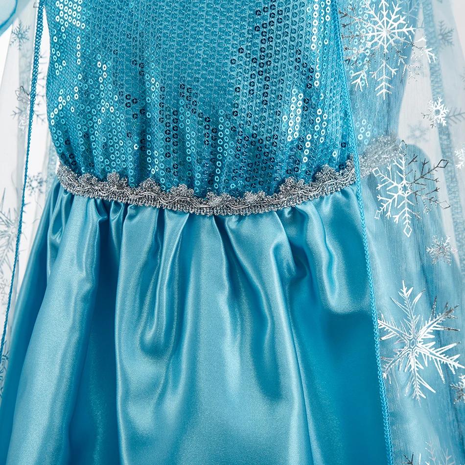 Vestido de Anna Elsa para niños, disfraz de princesa para niñas, disfraz elegante con lentejuelas de Reina de la nieve para niñas, ropa de Carnaval de Navidad - imagen 5