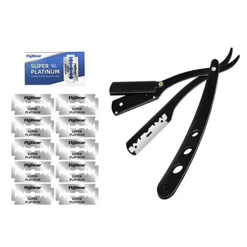 Cuchilla reemplazable de maquinilla de afeitar negra, afeitadora húmeda clásica de maquinilla de afeitar manual, hoja de afeitar de acero inoxidable para hombres