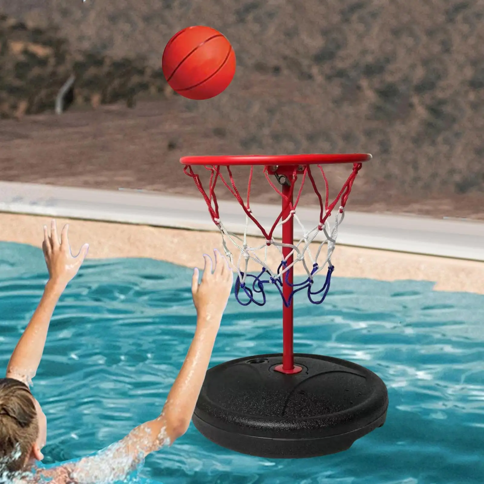 Aro de baloncesto para piscina con juguetes acuáticos multifunción, soporte de baloncesto acuático para niños de 6 años o más, familia, niños, adolescentes, viajar - imagen 2