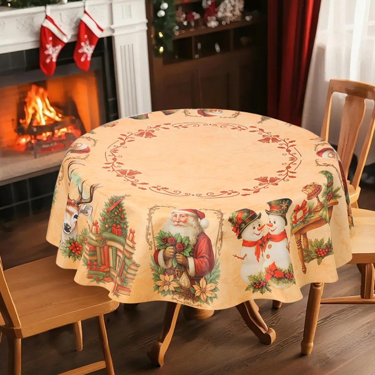 Mantel navideño, cubierta de mesa de muñeco de nieve de Papá Noel, adornos navideños para el hogar, regalos de Navidad, mantel de Año Nuevo 2026 - imagen 2