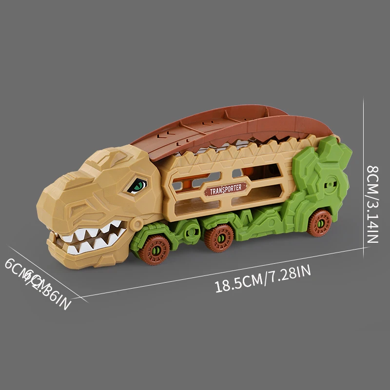 Contenedor de almacenamiento de aleación de tiranosaurio, vehículo de ingeniería, camión de pista transformable, juguete para niño, transporte por carretera plegable - imagen 4
