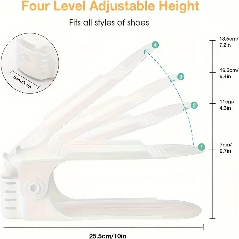 Apilador de zapatos ajustable, organizador de ranuras para zapatos, ahorro de espacio, soporte para Zapatero de doble cubierta para organización de armario, 5/10 Uds. - imagen 5