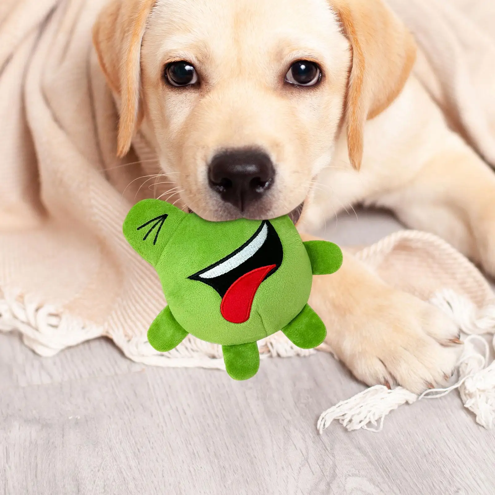 Green Frog Jumping Ball Interactive Games Pet Activity Sounding Portable Puppy Stuffed Dog Toys Dog Plush Toy Pet Toy with Sound
