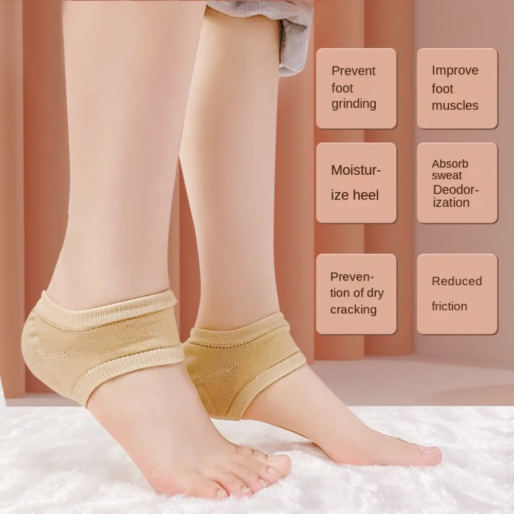 Cubierta protectora de silicona para el talón, calcetines hidratantes antigrietas para fascitis Plantar, almohadillas de silicona para aliviar el dolor de poliéster - imagen 3