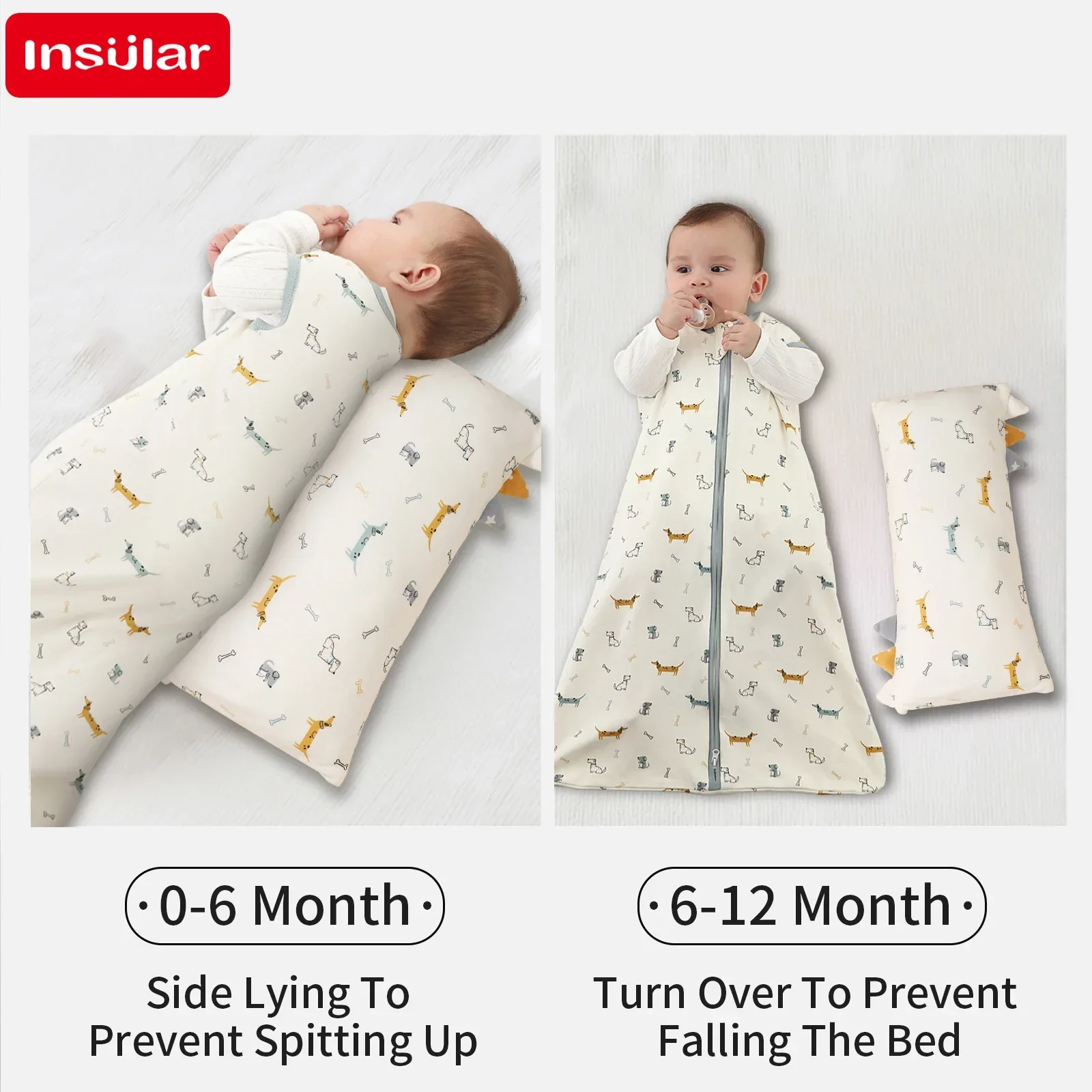 Almohada infantil INSULAR de algodón puro, almohadas con bandera colorida para bebé, cómoda et extraíble, etiqueta para morder calmante, escape cómodo de 1 a 3 años - imagen 4