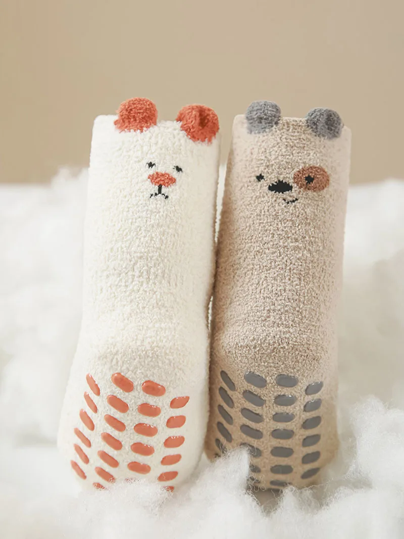 3 pares por lote MILANCEL calcetines de invierno para bebé 0-5T lindos calcetines acolchados de lana para niñas calcetines antideslizantes gruesos de dibujos animados para niños - imagen 4