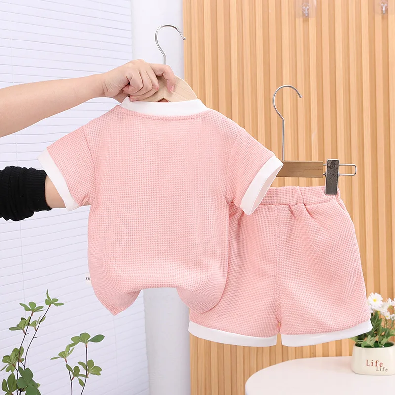Nueva ropa de verano para bebés, traje para niños y niñas, camiseta de manga corta, pantalones cortos, 2 unids/set, ropa informal de moda infantil, chándales para niños