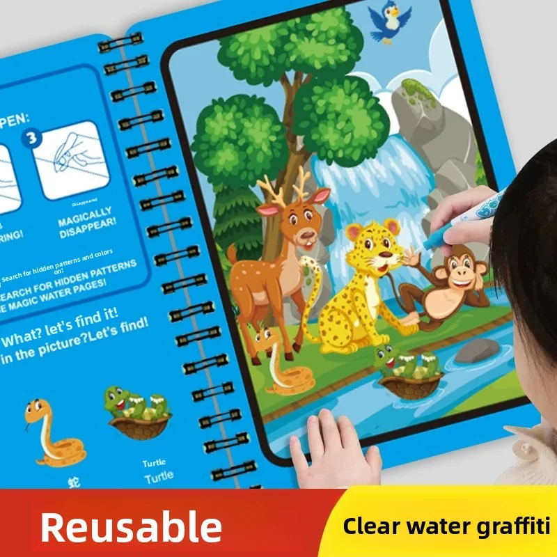 Libro mágico de dibujo al agua para niños, libro para colorear reutilizable, aprendizaje educativo temprano, pintura, juguetes de dibujo para niños - imagen 3