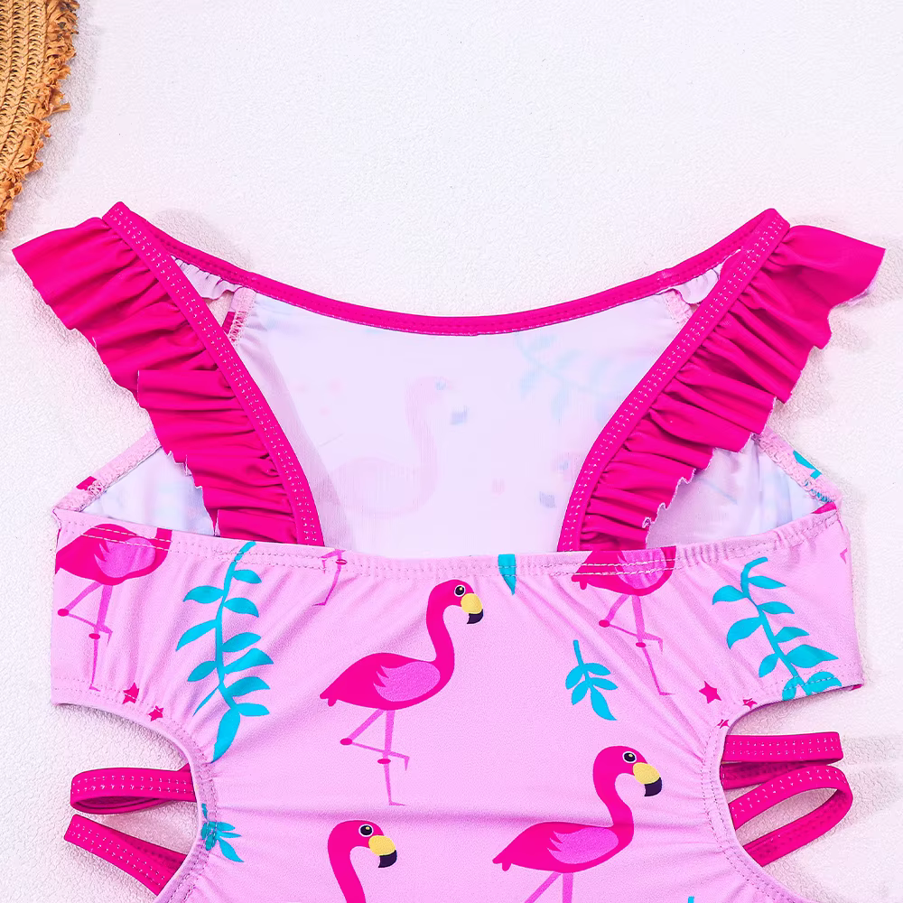 Bañador de una pieza para niña – Diseño flamenco de secado rápido - imagen 3