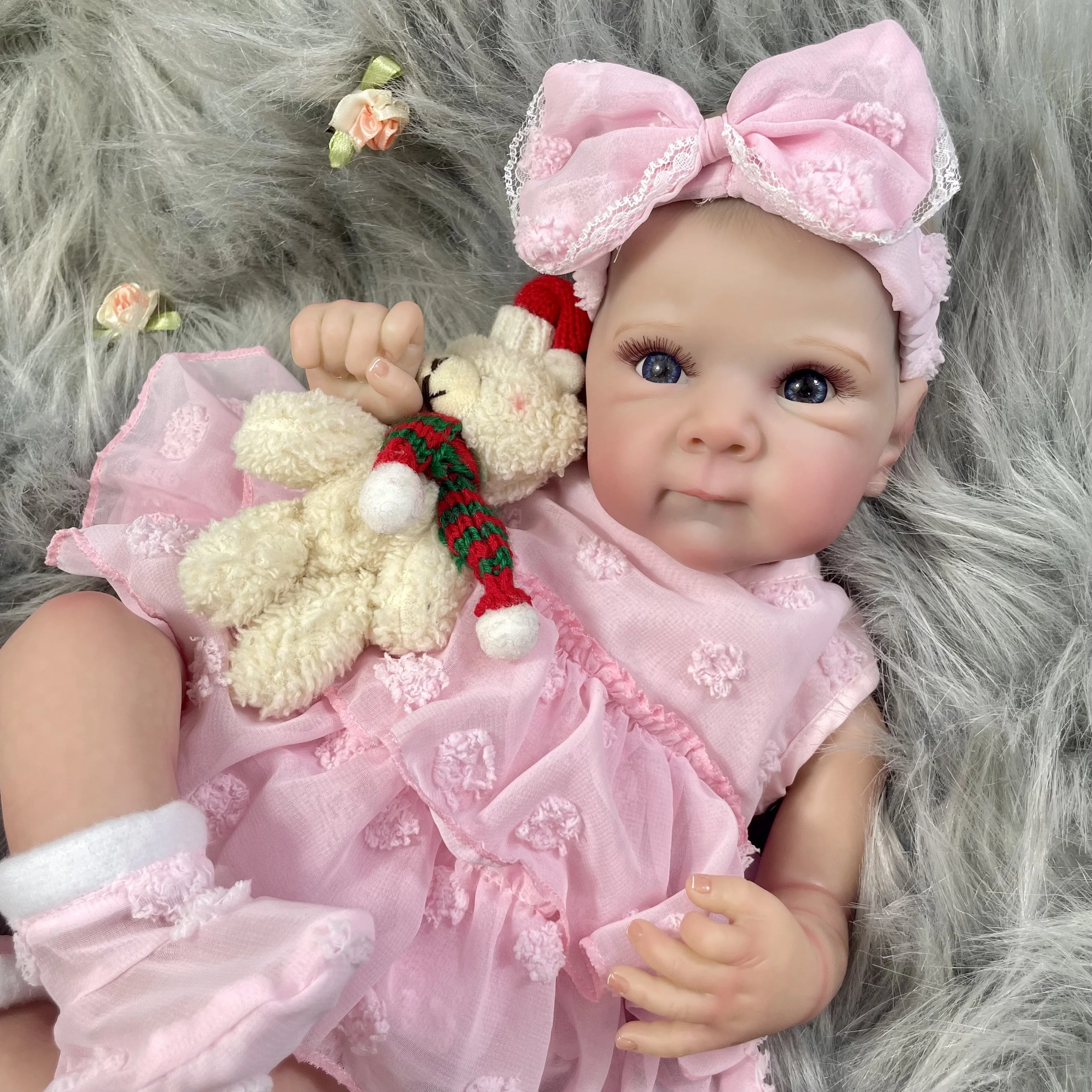 Dos opciones 18-19 pulgadas Reborn Baby Doll Girl Bettie Face recién nacido vinilo o tela piel 3D venas visibles hecho a mano regalo de Navidad - imagen 4
