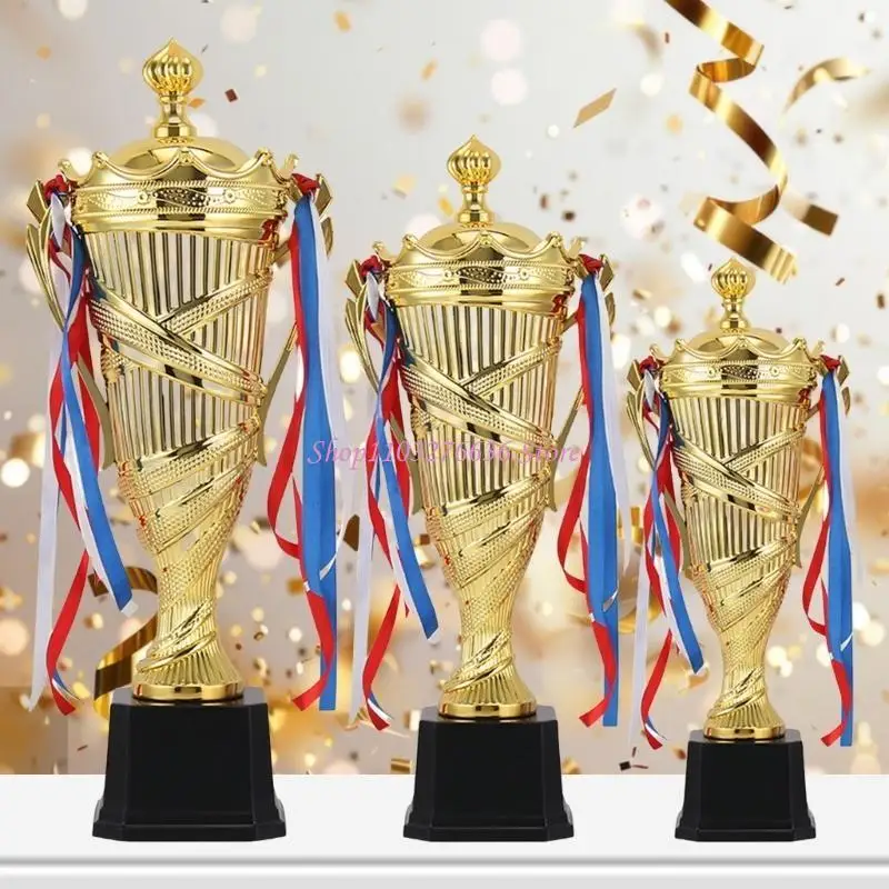 R6FD Sturdy Stile inoxid acero Sports Award Copa con cintas portátiles para competiciones escolares y decoración del hogar - imagen 3