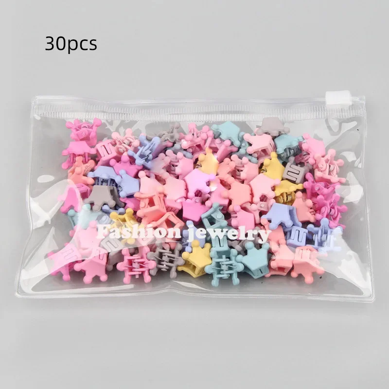 30 unids/bolsa Mini pinzas para el pelo bonitas para niñas bebé horquilla colorida dibujos animados conejo flor corona estrella pinzas para el cabello abrazadera para niños - imagen 4