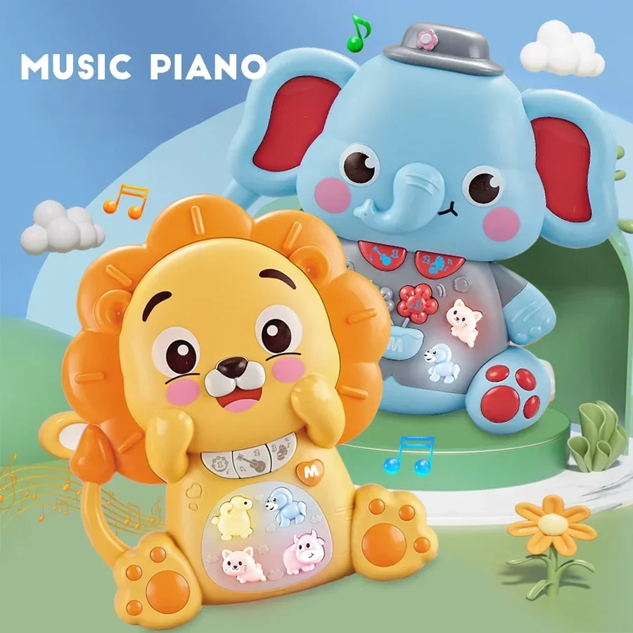 Piano educativo para bebés con león animado y sonidos musicales - imagen 4
