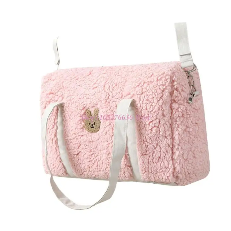 Bolsa colgante pram R6FD para mujeres Bolsa mamá Bordado patrón conejo bordado Bolso pañales multifunción gran - imagen 4