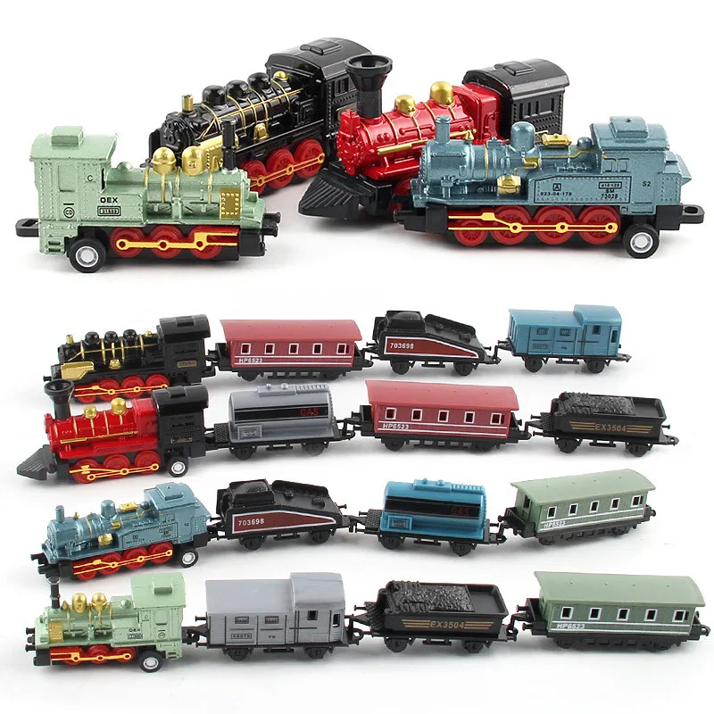Mini Kit de juguete de tren de vapor Retro de aleación, modelo de tren de vapor de simulación fundida a presión, juguetes para niños y niñas de 3 a 6 años