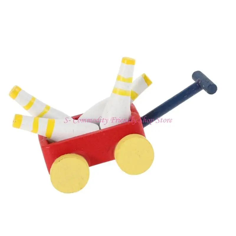 85ae atractiva 1/12 carrito bolos en miniatura accesorio madera decoraciones - imagen 5