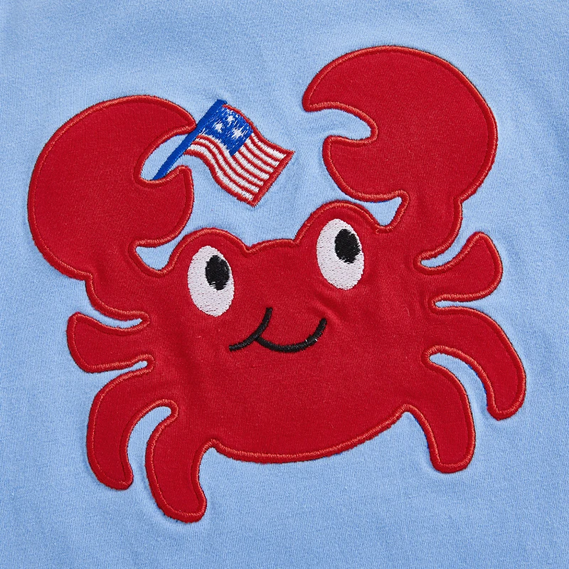 Suefunskry Camiseta informal de verano para niño pequeño, camisetas holgadas de manga corta con bordado de bandera americana de cangrejo y cuello redondo - imagen 5
