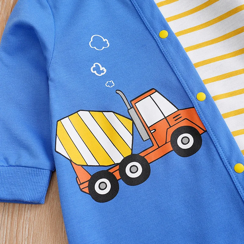 Mono pijama de rayas azul para bebé niño – Manga larga - imagen 3