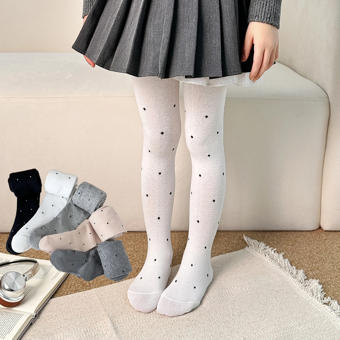 Medias vintage de algodón con lunares para niñas – Cómodas y suaves