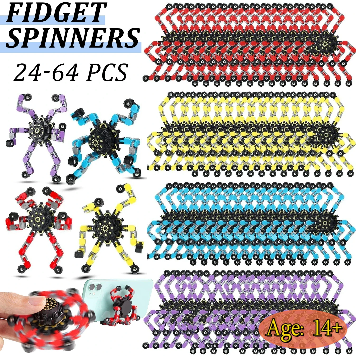Fidget spinners transformables – Juguetes sensoriales antiestrés - imagen 3