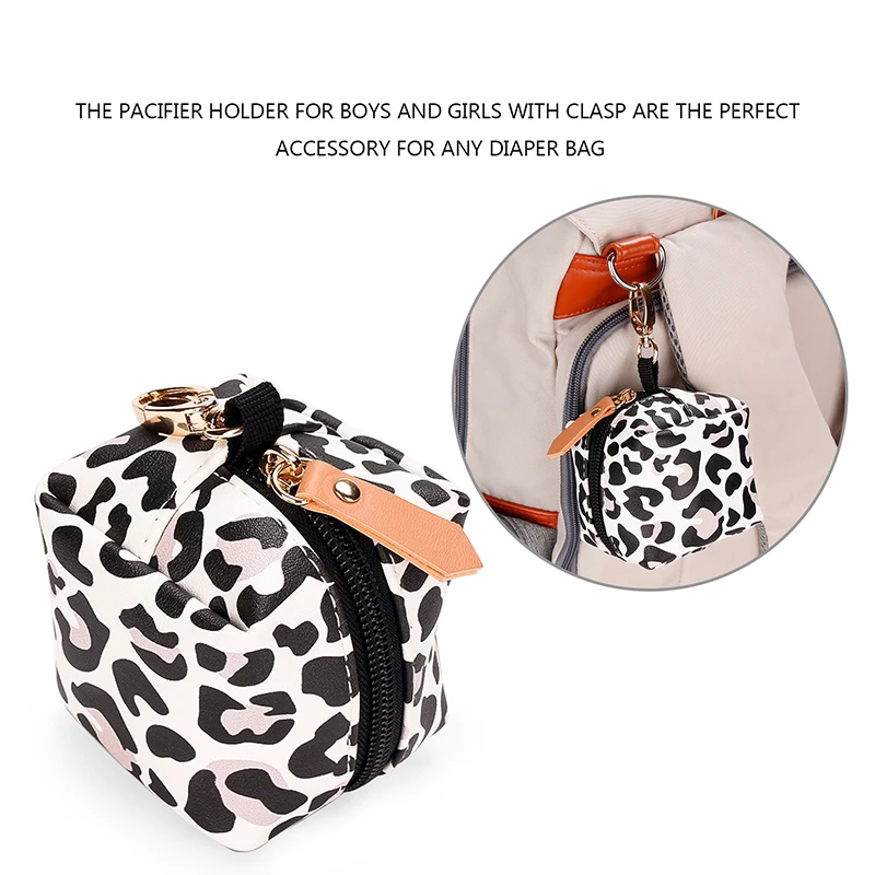 Caja con Clip para chupete de bebé, soporte para chupete impermeable de PU, funda para pezones para bebés, puede colgar bolsa de mamá, portátil multifuncional - imagen 3