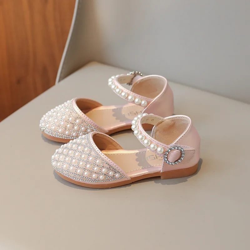 Zapatos de cuero para niñas, zapatos de cristal para niños, novedad de verano 2021, zapatos de princesa para niñas pequeñas, zapatos de baile con diamantes de imitación brillantes a la moda - imagen 3