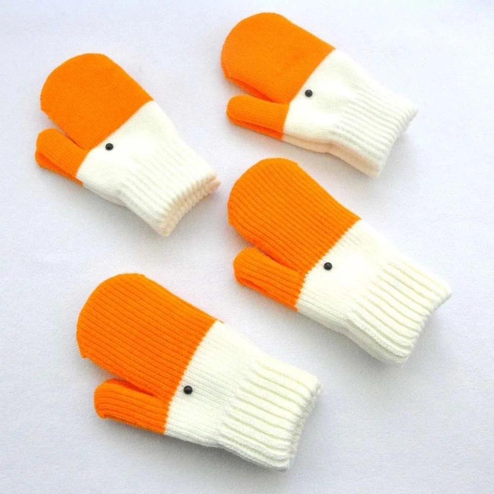Guantes de ganso de dibujos animados de color naranja, guantes tejidos de poliéster a prueba de viento para invierno, manoplas antifrío gruesas más cálidas para parejas - imagen 3