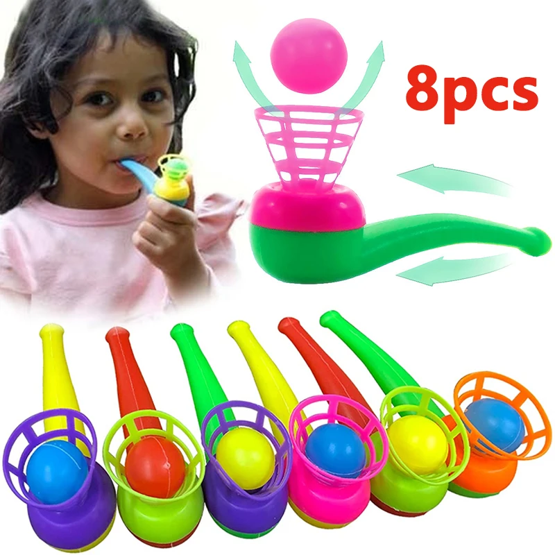 2-8 Uds. Bola de soplado de tubo de plástico colorido, rompecabezas para niños, juguetes clásicos mágicos flotantes, juego de entrenamiento de equilibrio para bebés