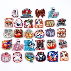 3-5 unids/lote de cuentas acrílicas de estilo navideño/Halloween con parte posterior plana para joyería DIY, pendiente, etiqueta para el pecho, hebilla, Etc., accesorios