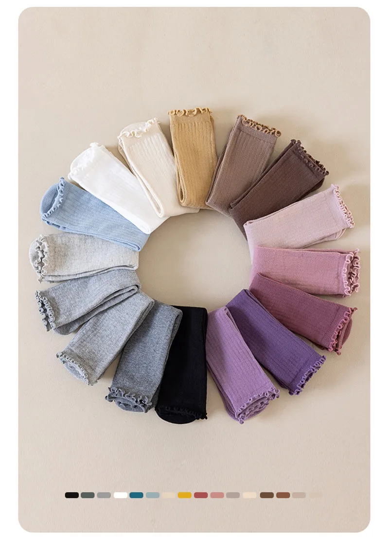 2026 nuevas medias para niños 3-8T calcetines apilados de Color sólido para niñas 15 colores calcetines de pantorrilla para niños con tira Vertical coreana - imagen 5