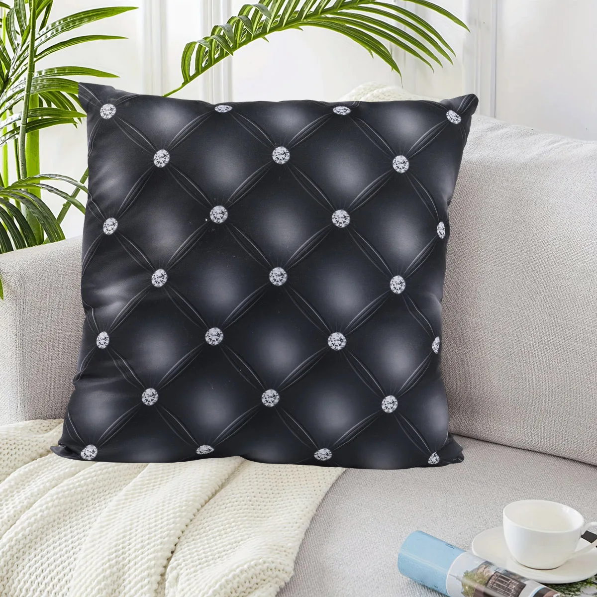 Funda de almohada a cuadros para el hogar, cubierta de cojín mullida sin relleno, estilo inserto, para dormitorio y sofá - imagen 4