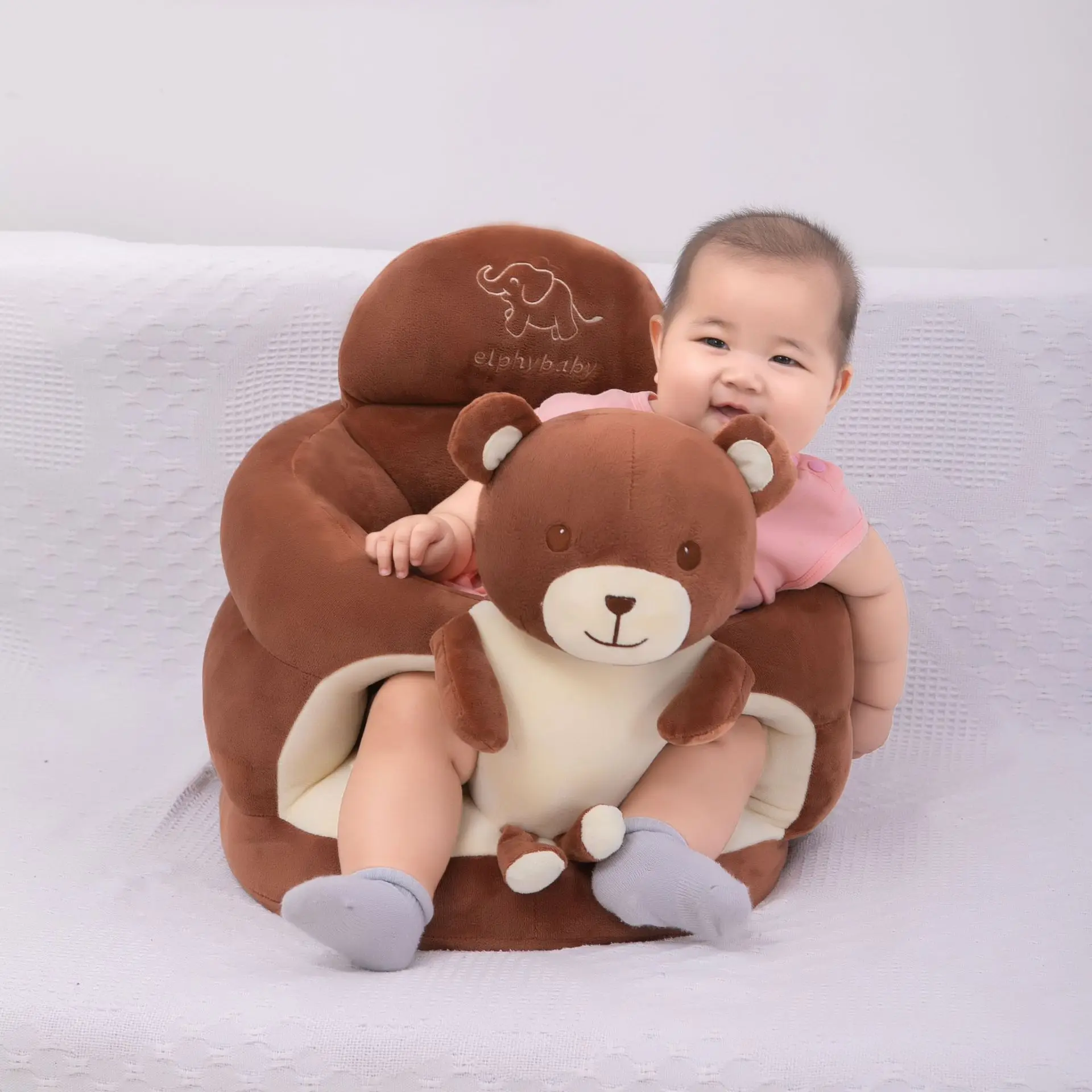 Asiento de felpa anticaída para bebé, tabla de equilibrio, dibujos animados, aprendizaje para sentarse en el sofá, silla con respaldo para practicar postura sentada - imagen 3