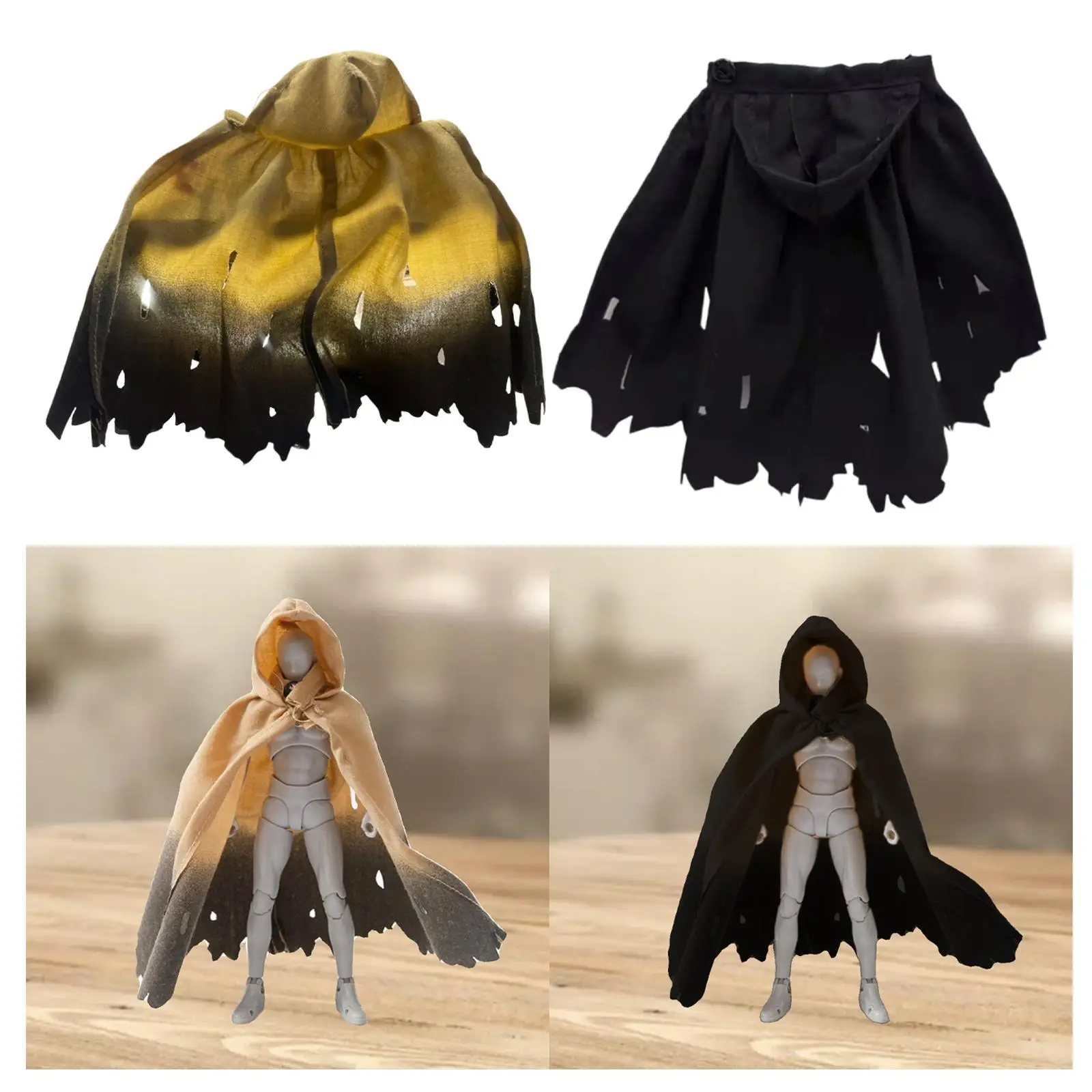 1/12 Scale Action Figure Clothes Cape with Hat Dress up Male Female Unisex Figure Accessories Doll Clothes for 6