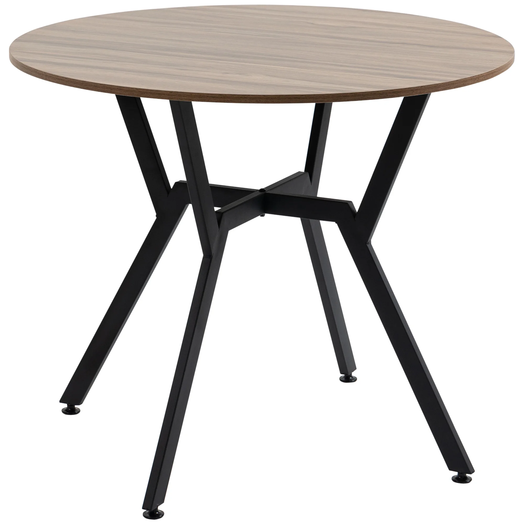 HOMCOM Mesa de Comedor Redonda Mesa de Cocina Industrial con Tapa de Madera y Marco de Acero para Salón Carga 60 kg Ø90x76 cm Marrón