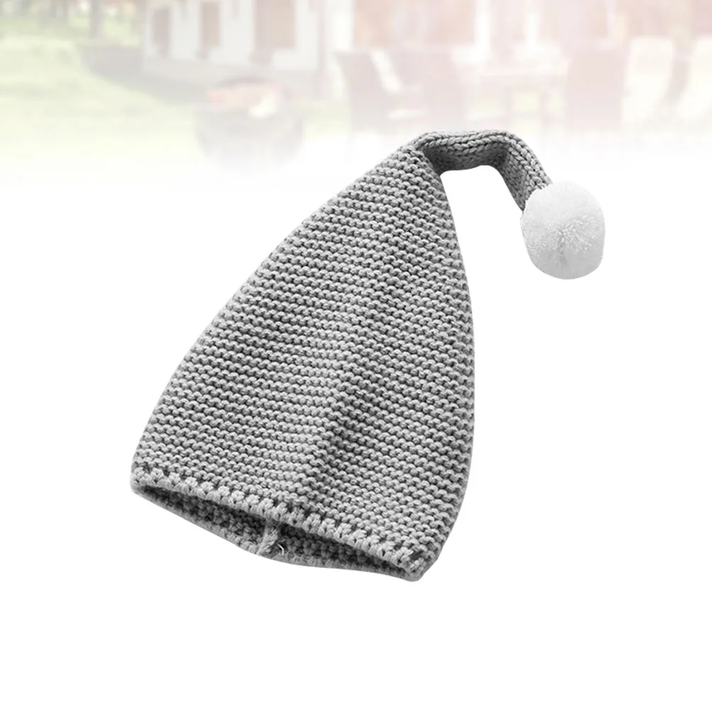 Gorro de punto navideño, diseño de pompón cálido gris para niños, gorro de invierno elástico suave, hilo Premium cómodo - imagen 3