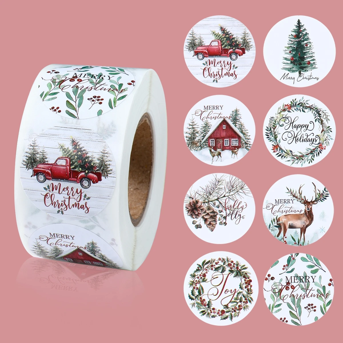  500 Uds pegatinas de Navidad decoración de Feliz Navidad fiesta de año nuevo sello etiquetas adhesivas para regalo DIY decoración del paquete para hornear