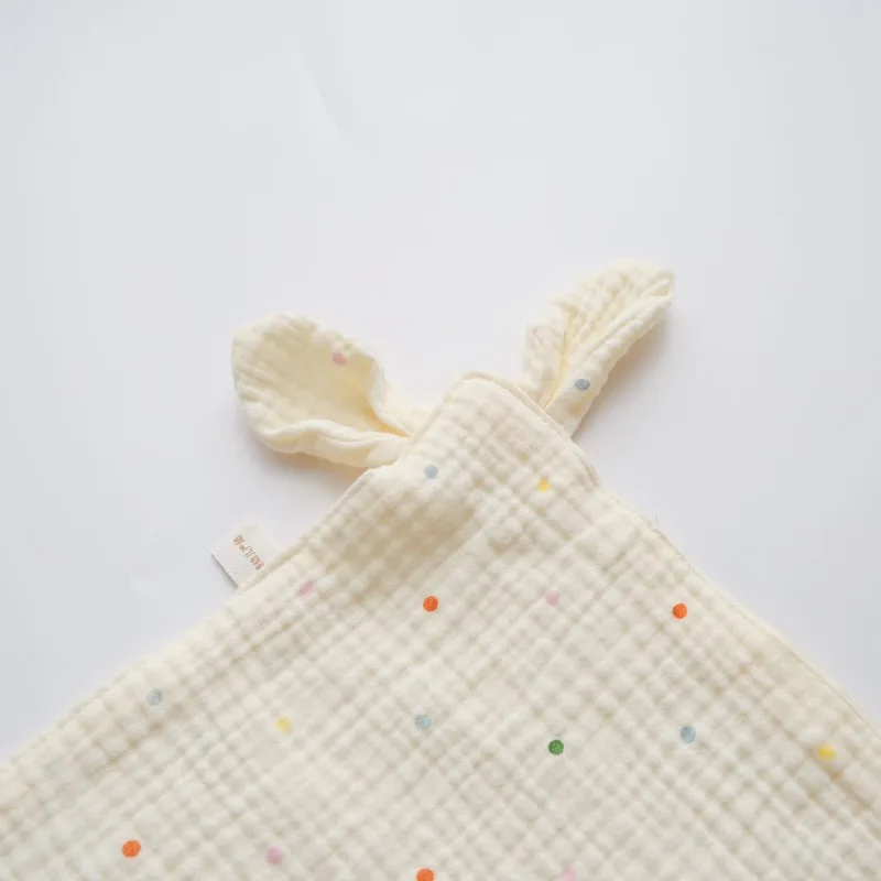 Toalla de bebé de gasa de 4 capas de 30x30cm con orejas grandes, toallita de algodón arrugada para el cuidado del recién nacido, toalla facial con babero multiusos de dibujos animados - imagen 4