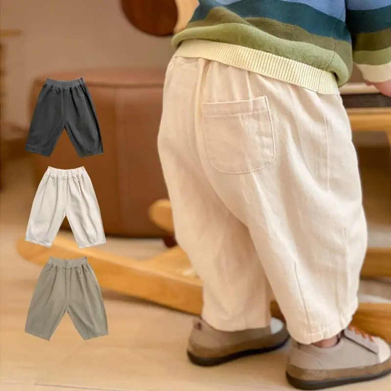 Pantalones de algodón vintage para niños con cintura elástica - imagen 2