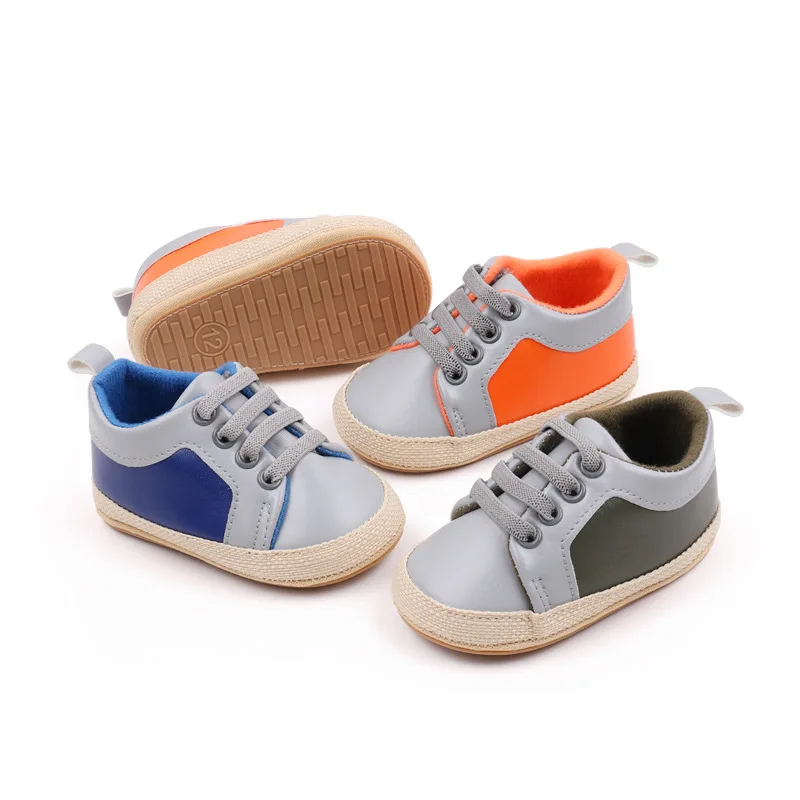 Zapatos de cuero PU para bebé a la moda, suela de goma suave, zapatos informales para recién nacidos, niños y niñas, zapatillas de deporte para primeros pasos para primavera y otoño