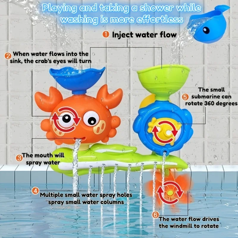 Juguete de baño interactivo con rueda de agua giratoria y ventosa, diversión para bañera ABS no tóxica, no necesita electricidad, 1 ud. - imagen 5