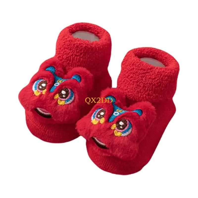 QX2D Winterized engrosó calcetines para niños pequeños con diseño vacaciones fondo a prueba deslizamiento - imagen 5