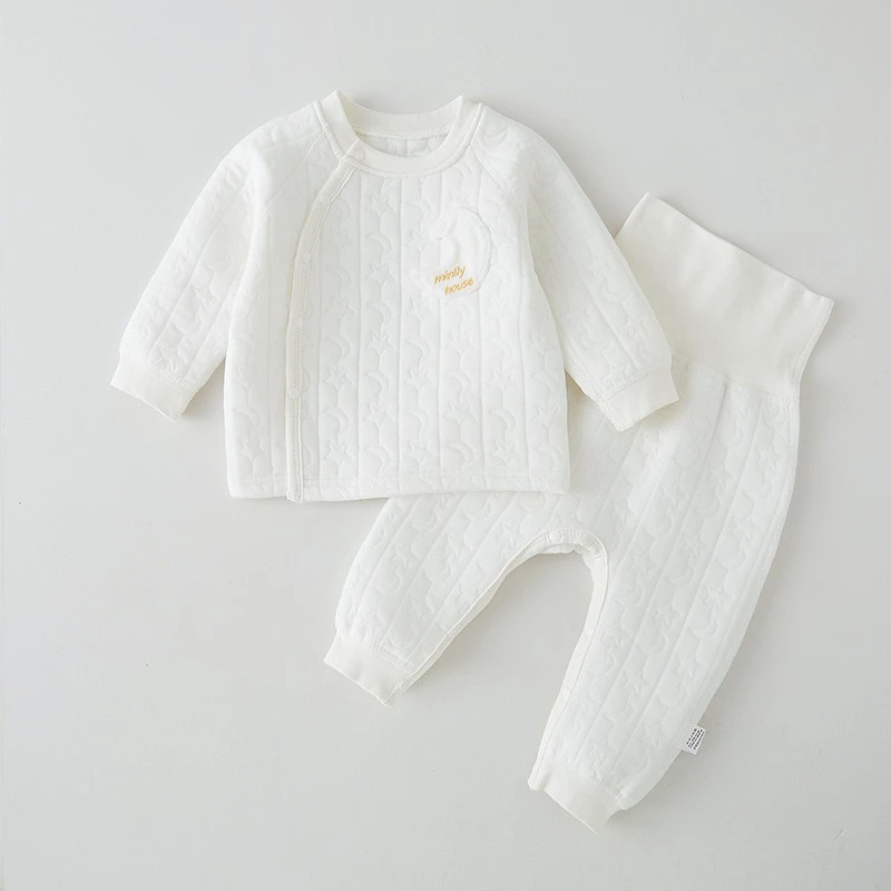 Conjunto de invierno cálido de algodón para bebé Unisex, Top y pantalones con forma de luna y estrella, traje de protección del vientre de cintura alta para Halloween para recién nacido - imagen 2