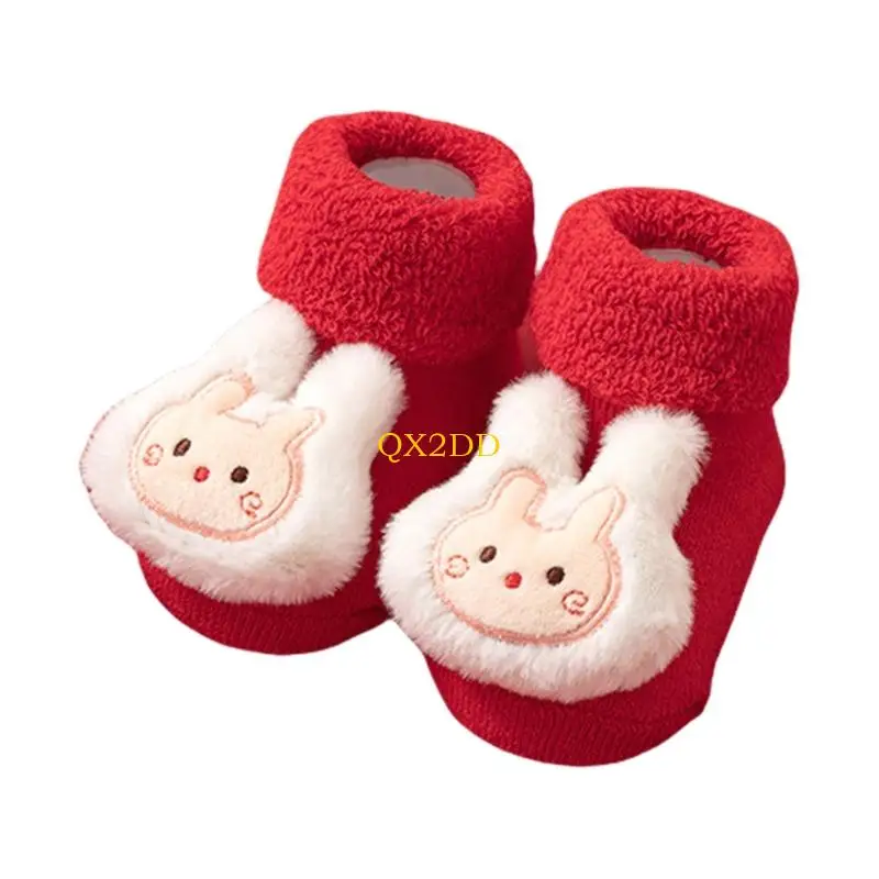 QX2D Winterized engrosó calcetines para niños pequeños con diseño vacaciones fondo a prueba deslizamiento