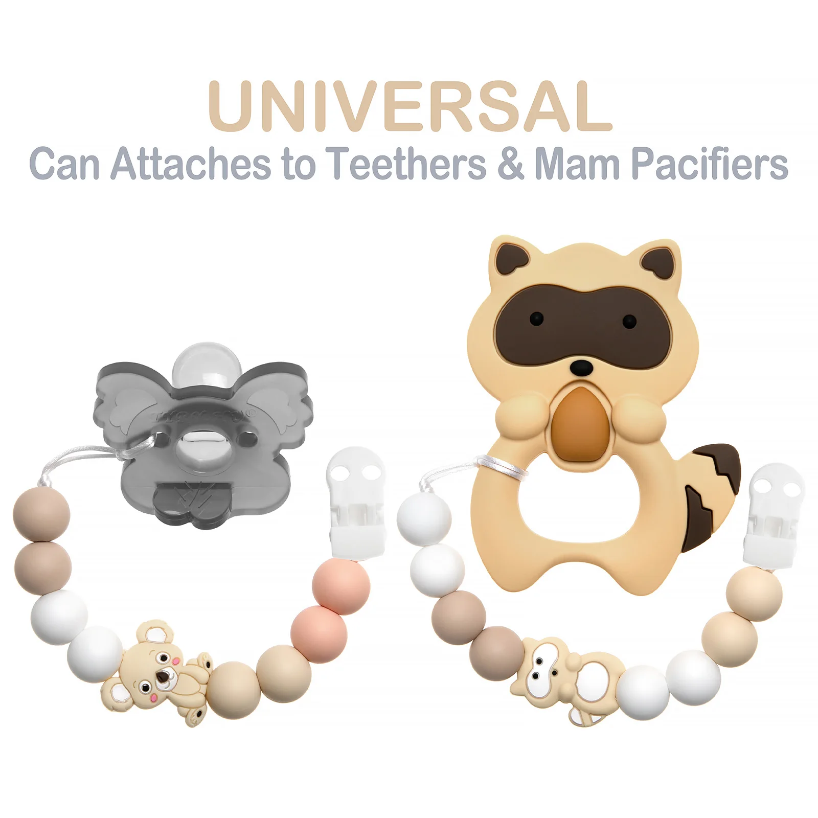 Clips para chupete de bebé, 2 uds., cadena integrada de silicona para chupete de bebé, mordedor, juguetes para la dentición, soporte de Clip para chupete, Clip de cadena, regalo para bebé - imagen 5
