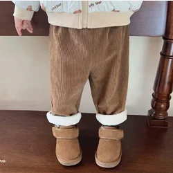 Pantalones de pana con forro polar para niño – Pierna recta cálida