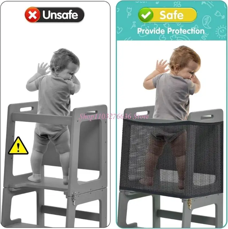 R6FD multipropósito para niños pequeños Guard doble capa Safety Kids Tower Net para Centro actividades para bebés con - imagen 3