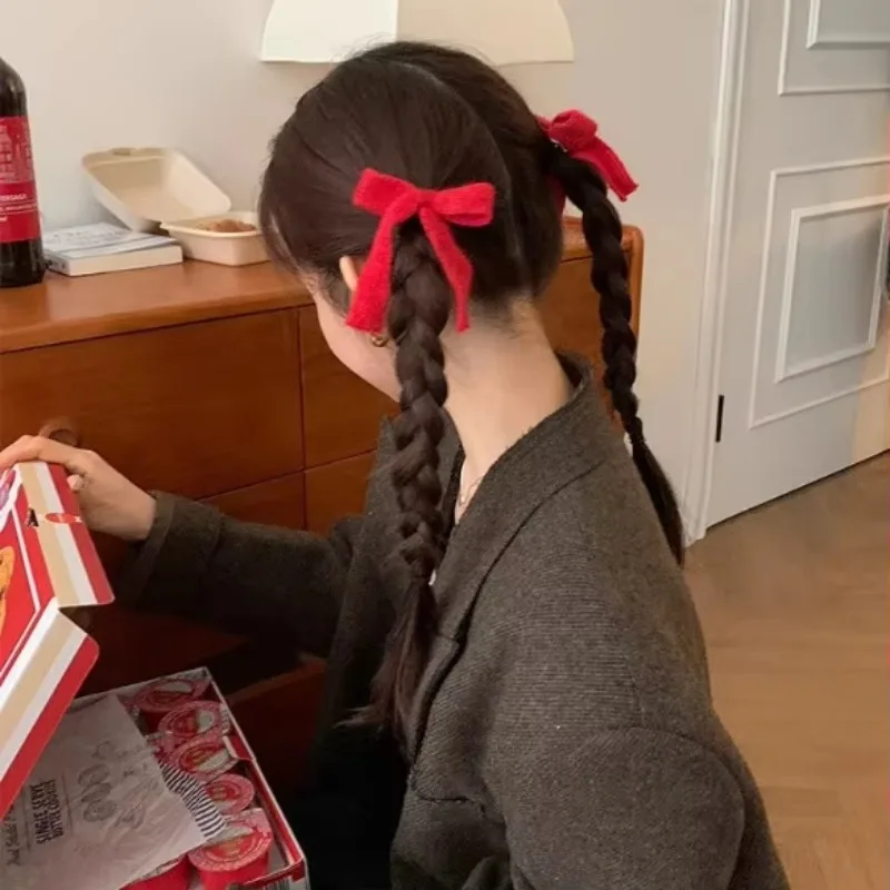 Nuevo 2 uds. Horquilla con lazo de lana de punto coreano, pasadores de princesa bonitos, accesorios para el cabello para niñas y niños