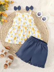 Conjunto dos piezas niña camiseta sin mangas floral y shorts